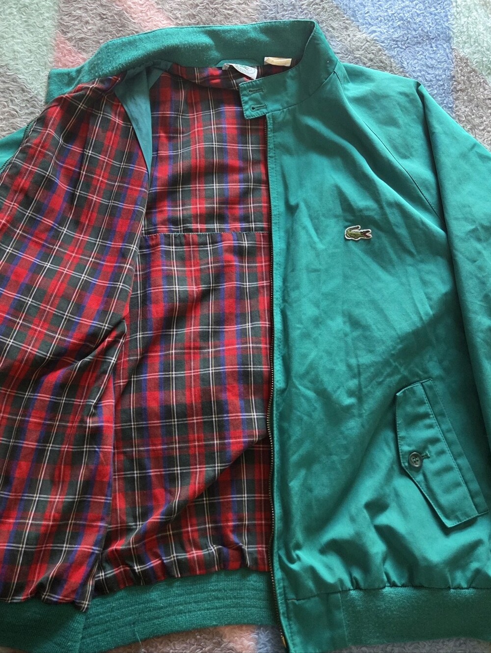 IZOD Lacoste Teal Green Jacket with Plaid Lining